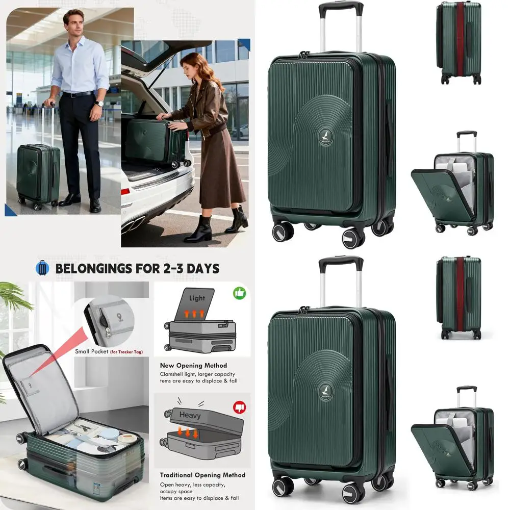 

20-дюймовый расширяемый чемодан с жестким корпусом, замком TSA и колесами-спиннерами, зеленый