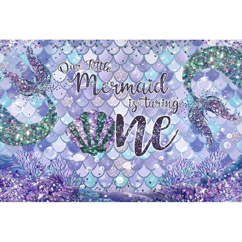 반짝이 인어 공주 사진 배경, 신생아 초상화 사진 배경, 포토콜 소녀 생일 배경 장식