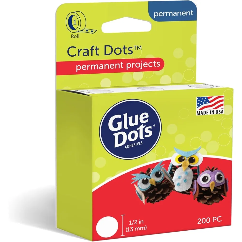 Double-Sided Adhesive Dots, 0.5 Inch, 200 Clear Sticky Points for Crafts and DIY Projects