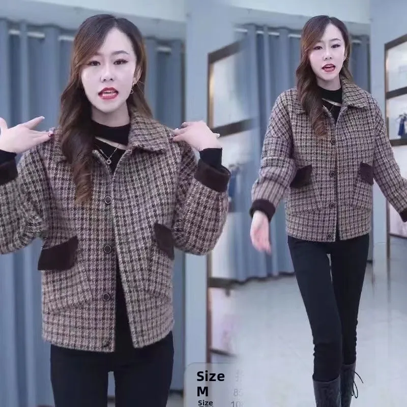 

Thiened Fce Women's Spring Autumn Korean Sle Briti Faion Woolen Casual Loose Slimming Small Western Suit Jaet