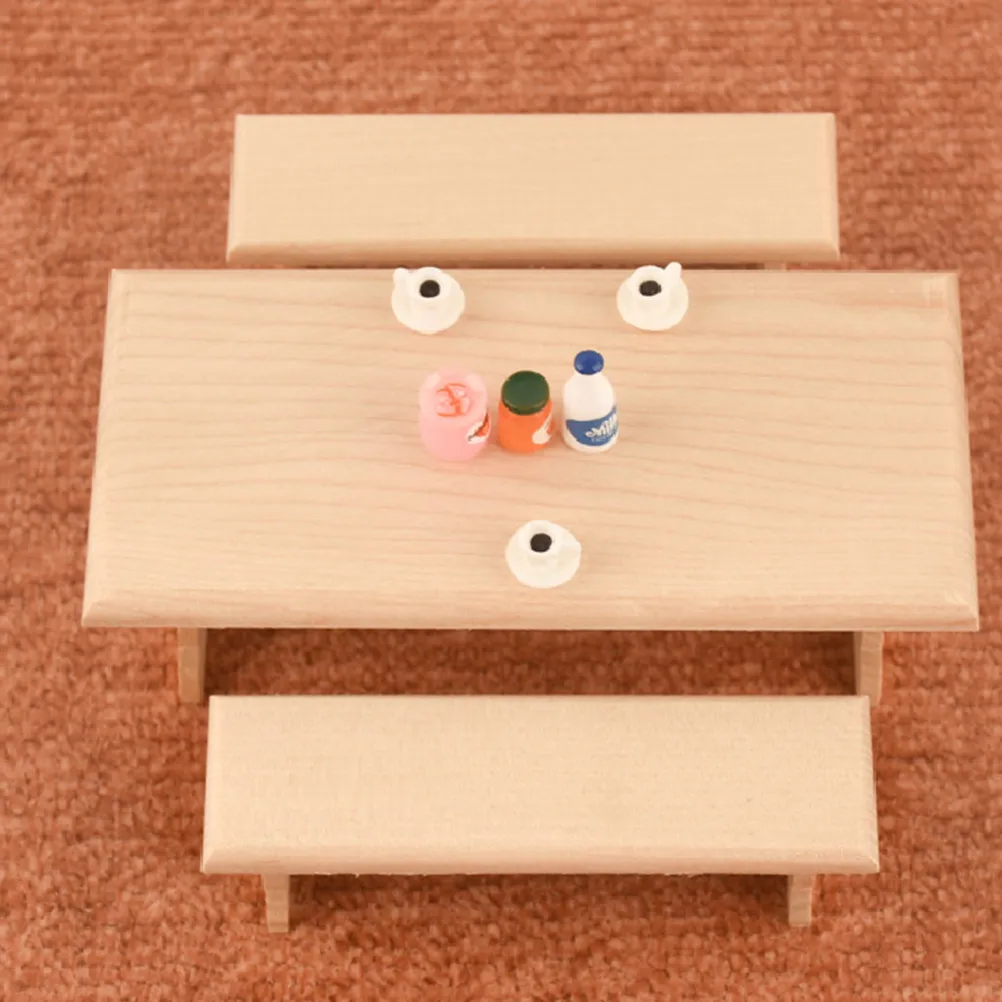 

Набор миниатюрной мебели для кукольного домика: креативный деревянный стол и скамейка, масштаб 1:12, декор для мини-домика, реквизит для фотосессий, подарок на выпускной, DIY