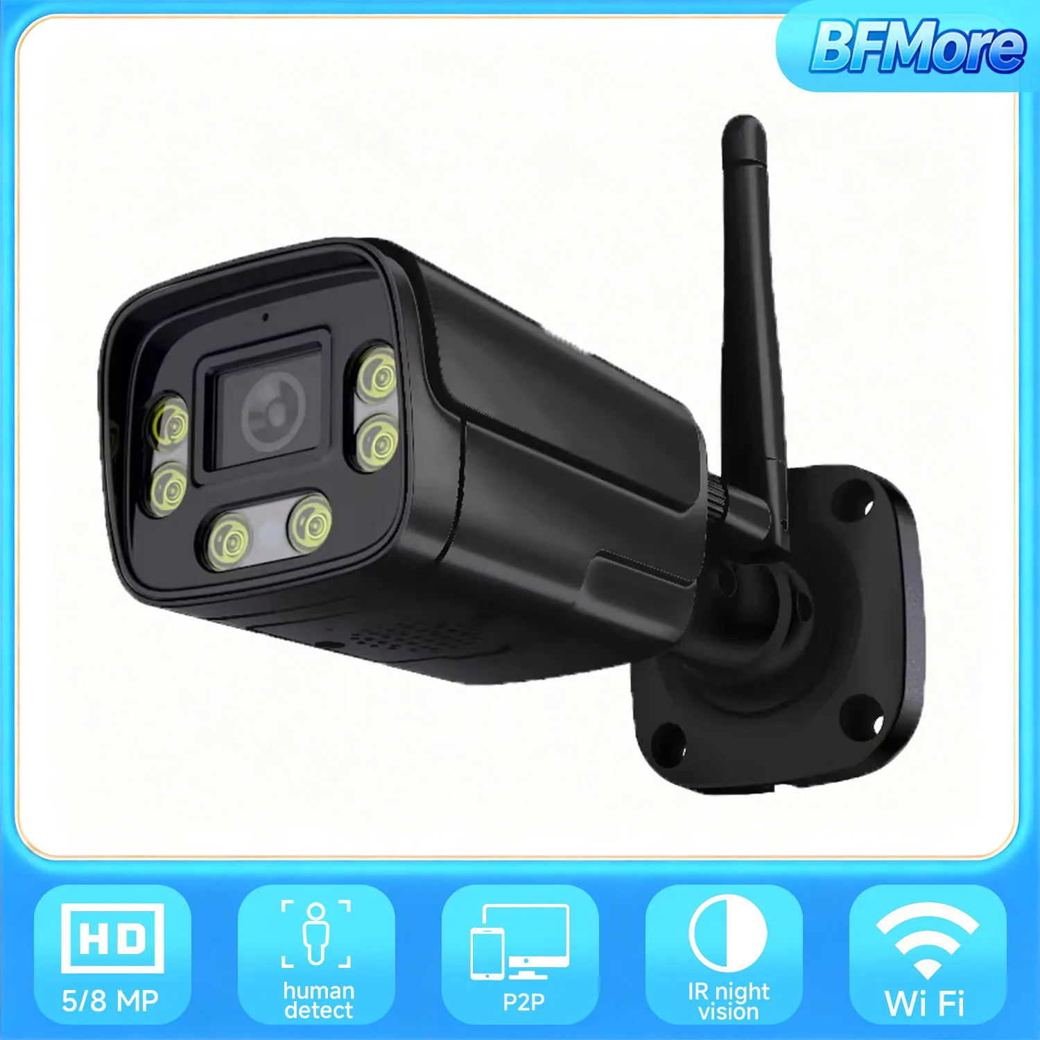 

BFMore 5MP Outdoor Bullet 8MP 4K WiFi Outdoor Waterproof Wireless Security Surveillance IR Night Vision Motion Detection