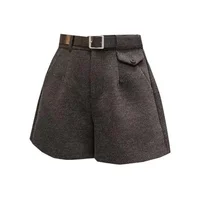 2024 New Women's Woolen Shorts A-line Loose High-Waisted Casual Thick Boots Pants for Autumn Winter Comfortable Bootcut Black - Image 6
