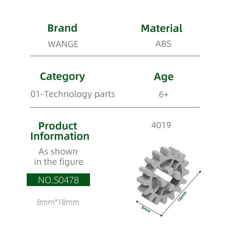 Wange 196Pcs/lot 4019 Small Gear Building Block Moc Car Crawler Wheel  Compatible with Techical Bricks Children Toys Gift Box