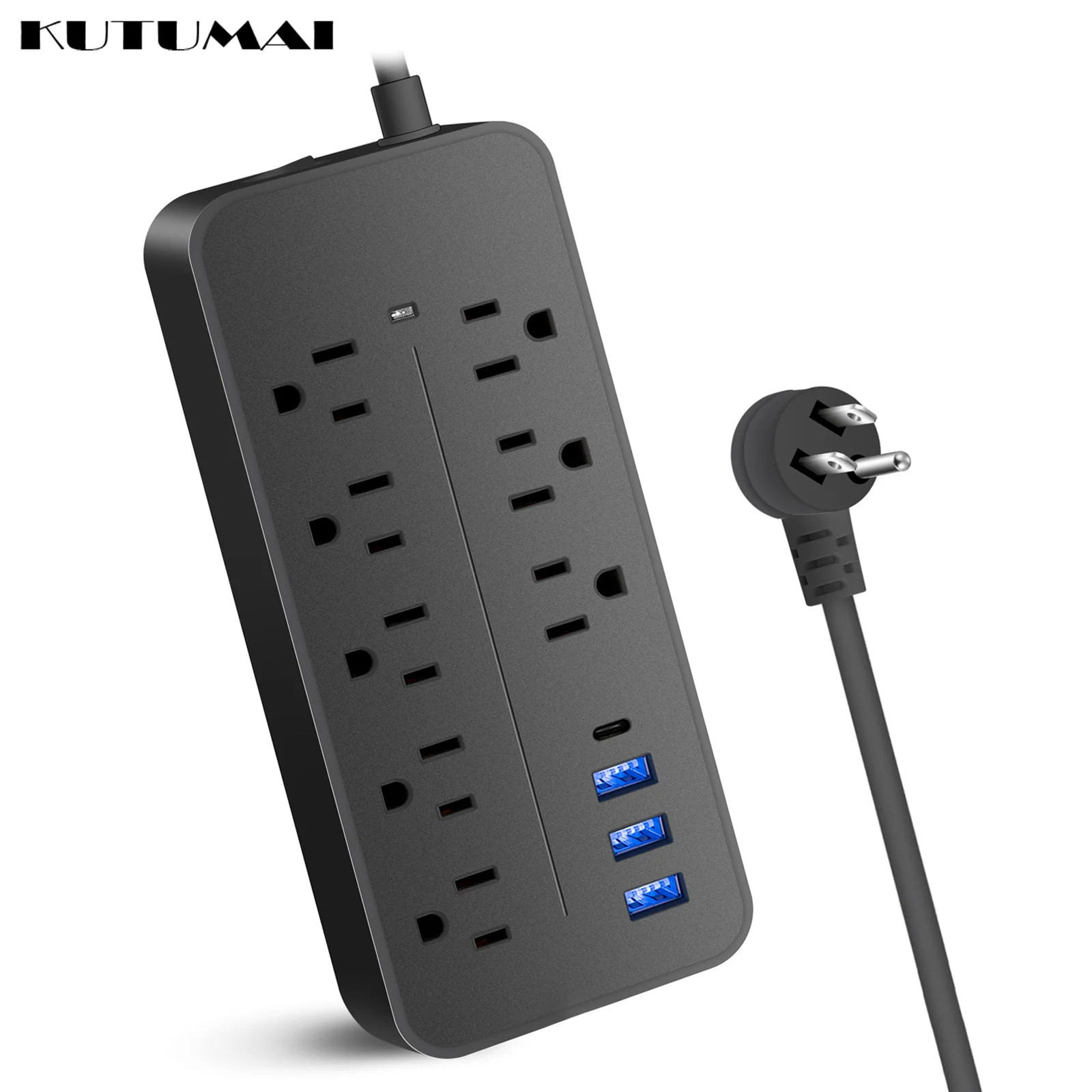 

US Plug Power Strip 1.2M Extension Cable 8 AC Outlets Electrical Socket with 3 USB 1 Type-C Network Filter Fast Charging