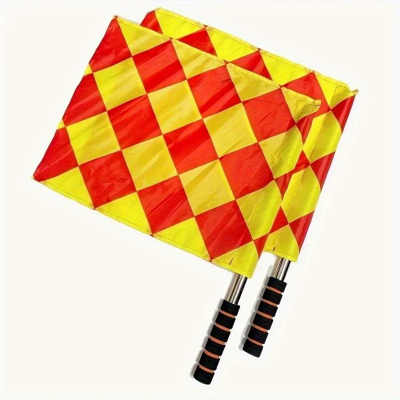 2pcs 사각형 플래그, 금속 휘파람, 빨간색과 노란색 카드 PVC/ABS가 포함된 축구 심판 키트, 보관 가방 포함