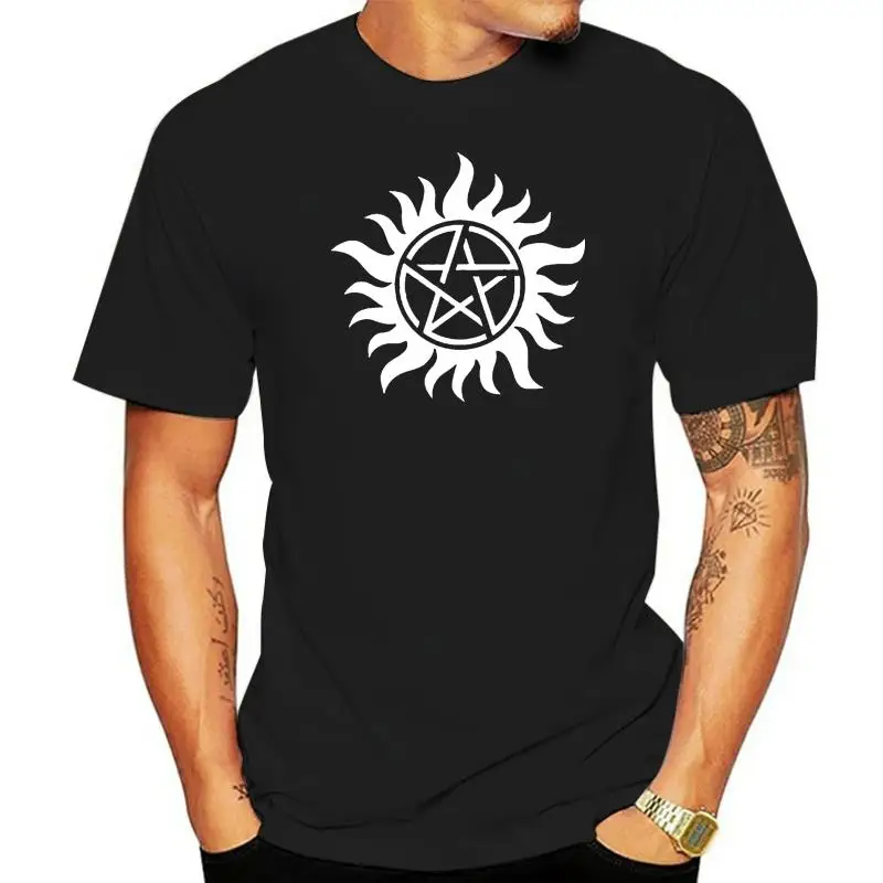 New Supernatural American TV Series Logo T-shirt Black Men Custom Size S-2XL