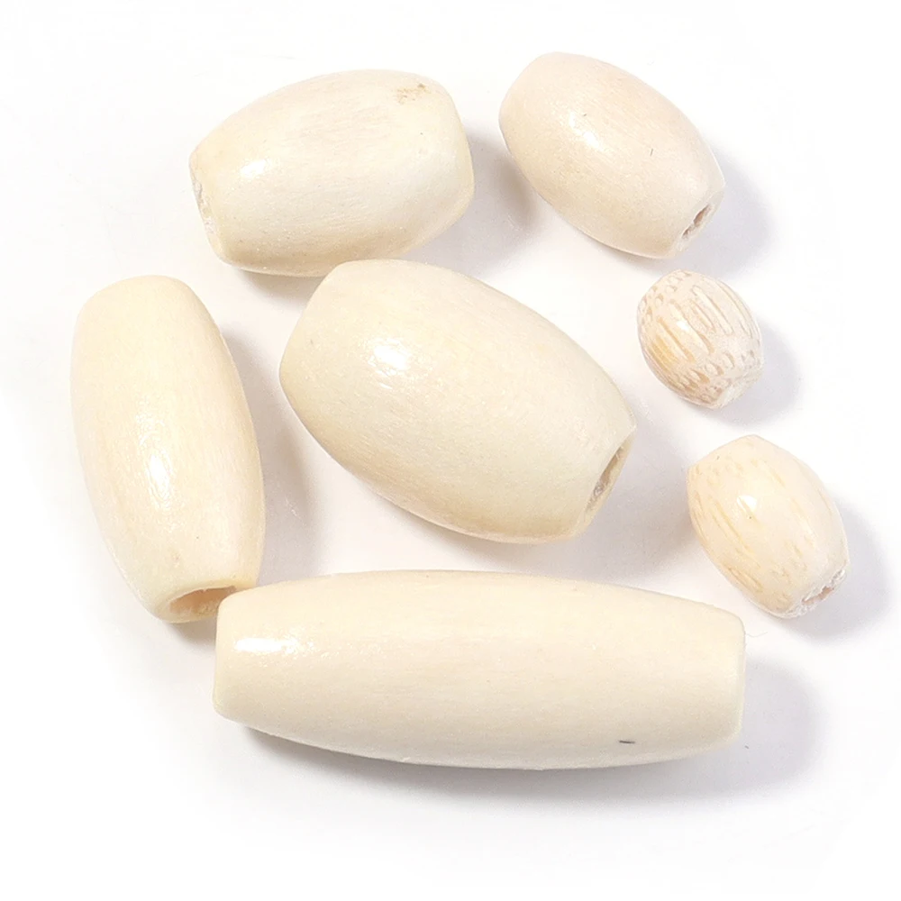 100-500Pcs White Color Baseball Shaped Wooden Beads Loose Natural Wooden Beads for DIY Jewelry Making Bracelet Necklace Findings