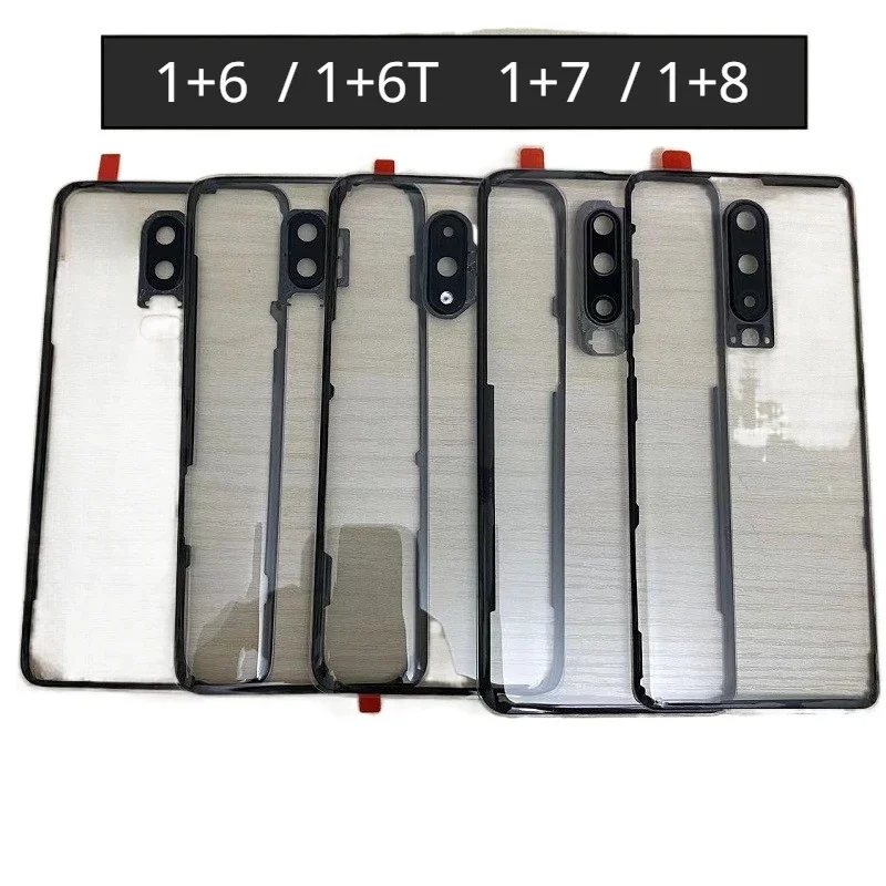 

Корпус Oneplus8 для Oneplus 8 7 6T 6 One Plus, задняя крышка аккумулятора, прозрачная дверь, ремонт задней прозрачной стеклянной корпуса + объектив камеры