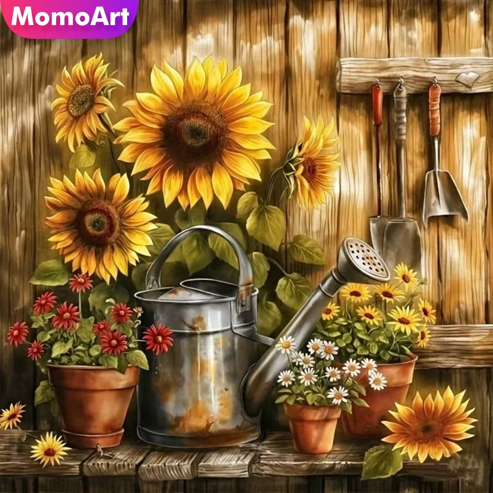 

Momoart Full Square Round Diamond Embroidery Sunflower Painting New Arrival Diamond Mosaic Vase DIY Craft Kit Home Decoration