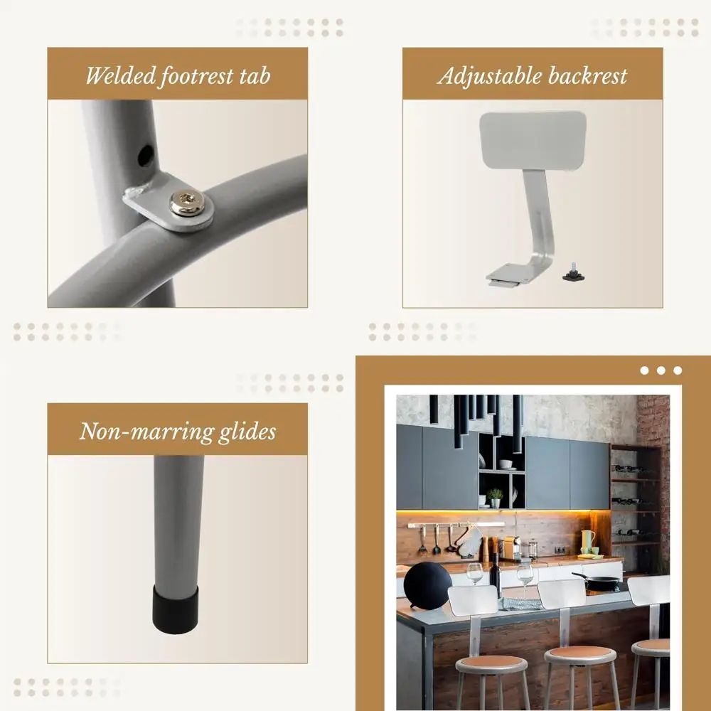 

18 премиальных табуретов из мейсонита со спинкой - серые, универсальные, для коммерческого использования