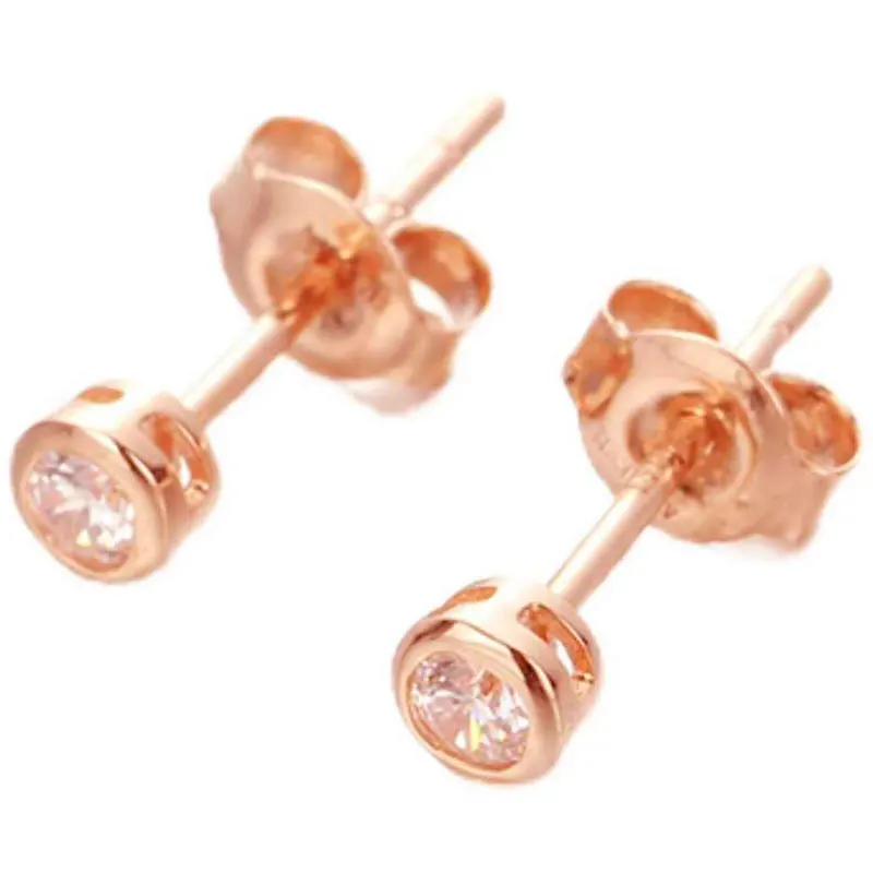 585 purple gold gemstone ear studs plated 14K rose gold fashion simple round earrings for women to send girlfriend jewelry
