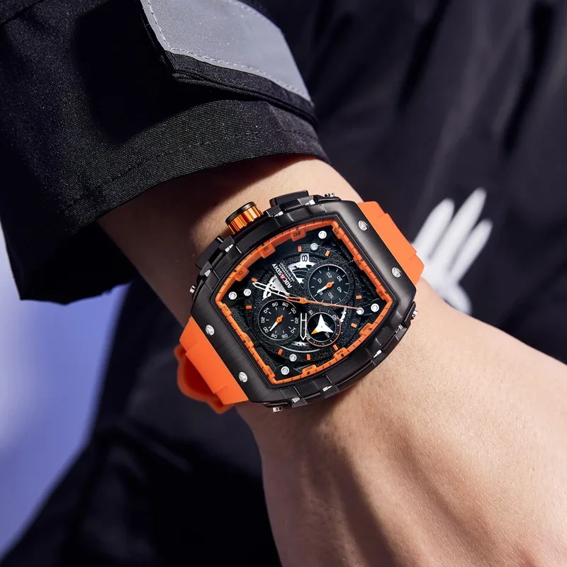 Night Glow Waterproof Curved Men's Watch - Silicone Strap Quartz Sports Leisure Unisex Designed for Outdoor Activities