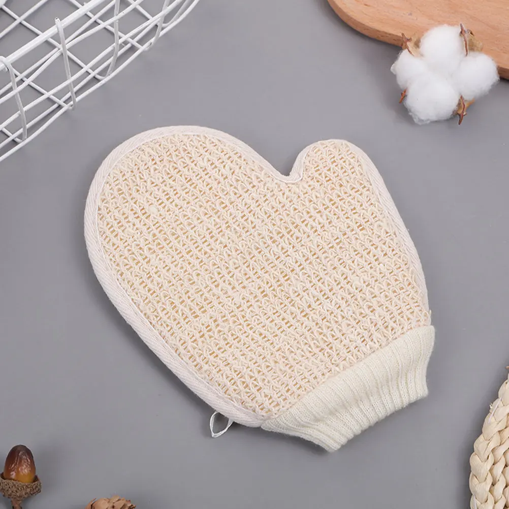 

2Pcs Double Sided Bath Gloves Natural Beige Exfoliating Shower Mitts Body Scrub Clean Refresh Back Scratcher Gloves