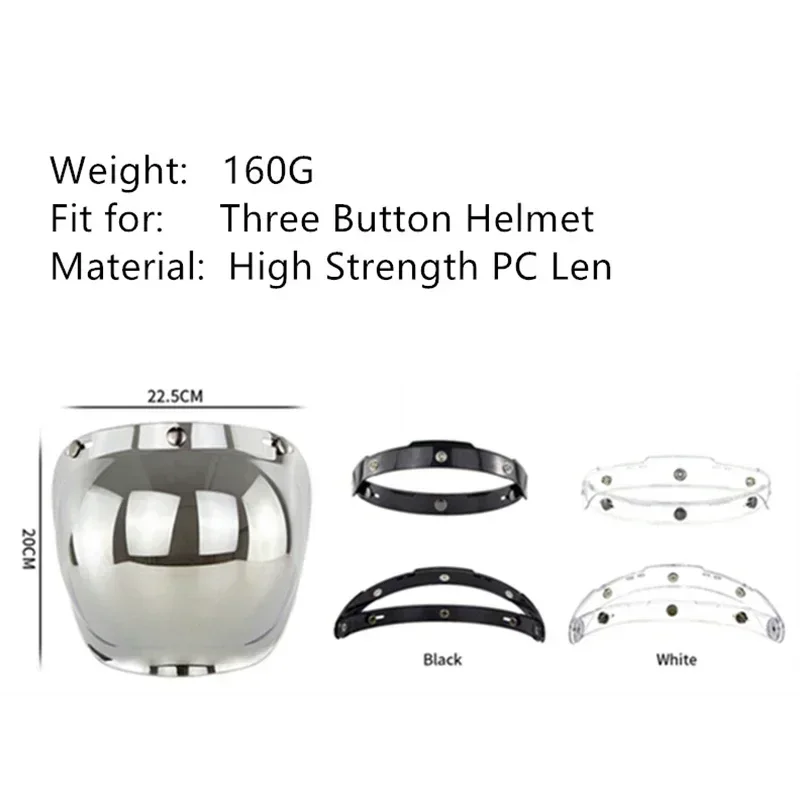 Universal Vintage Bubble Visor Open Face Motorcycle Helmet Visor Retro Capacete Lens Windshield Shield