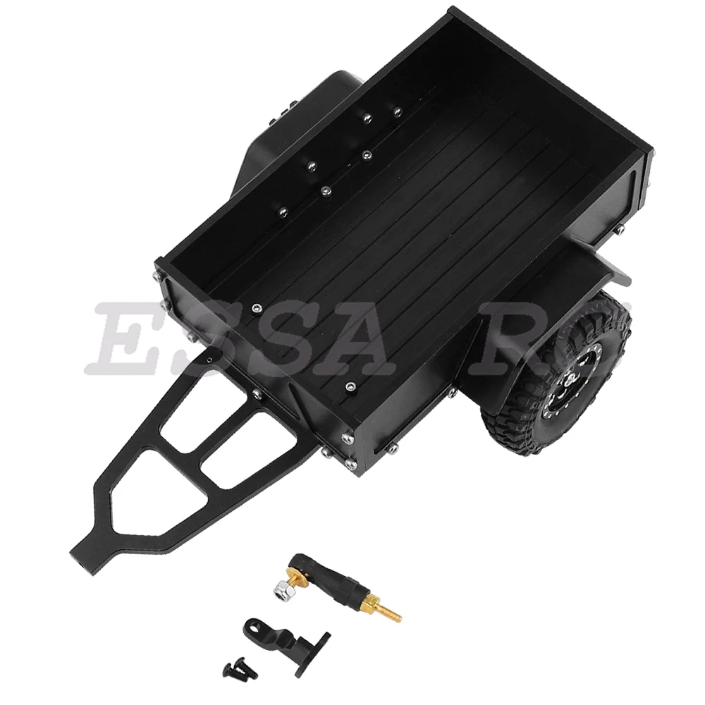 Aluminum Alloy Metal Utility Trailer Car with Hitch for TRX-4M TRX4M 1/18 RC Crawler Car Upgrade Parts