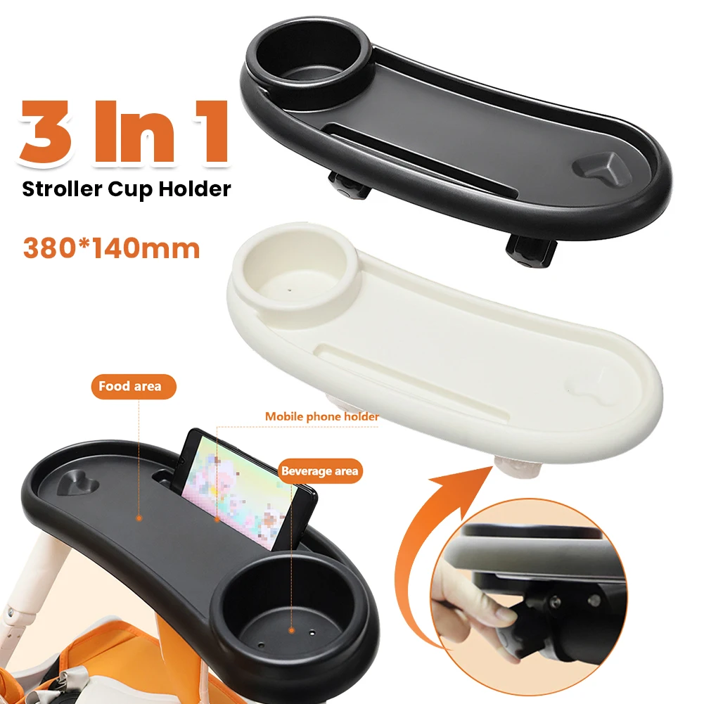 3 In 1 Baby Stroller Dinner Table Tray Universal Removable Tray Include Phone Stand Snack Catcher and Drink Holder for Stroller