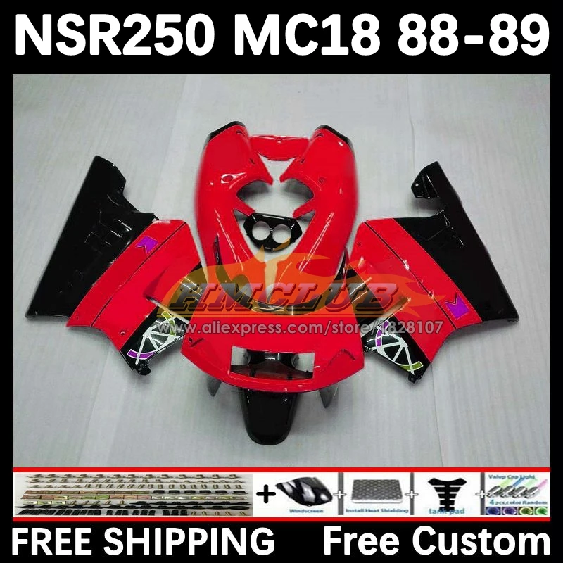 Body For HONDA NSR 250 R MC18 PGM2 NSR 250R NS250 NSR250R 88 gloss red 89 93No.163 MC16 NSR250 R RR NSR250RR 1988 1989 Fairing