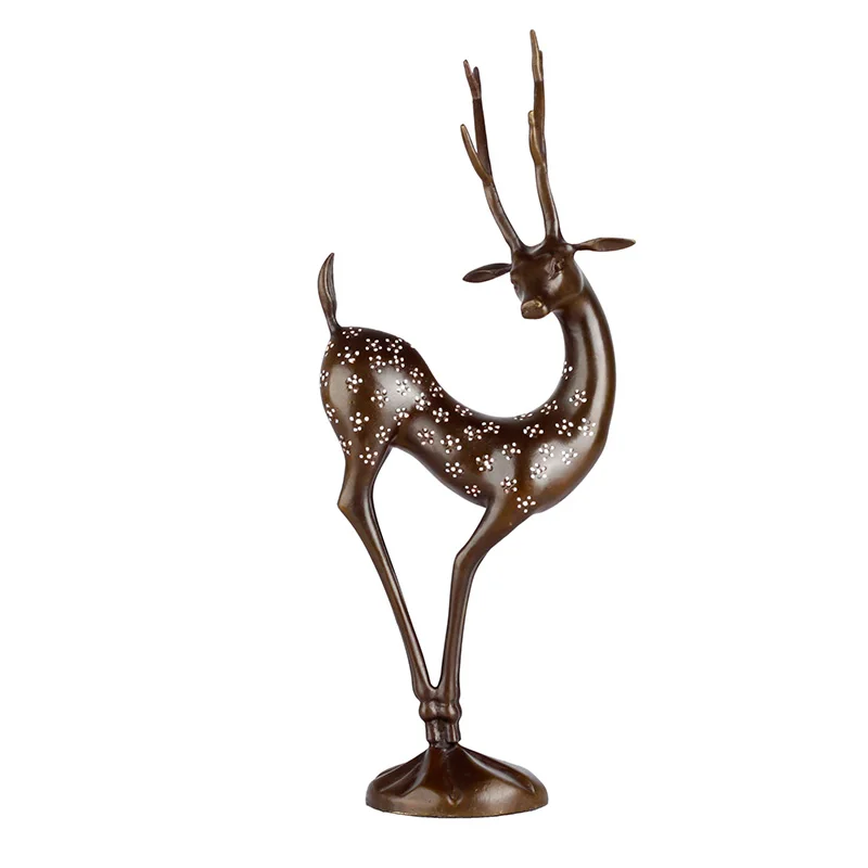 Bronze Deer Statue Sculpture High Quality Lucky Animal Art Living Room Office Ornament Festival Gift