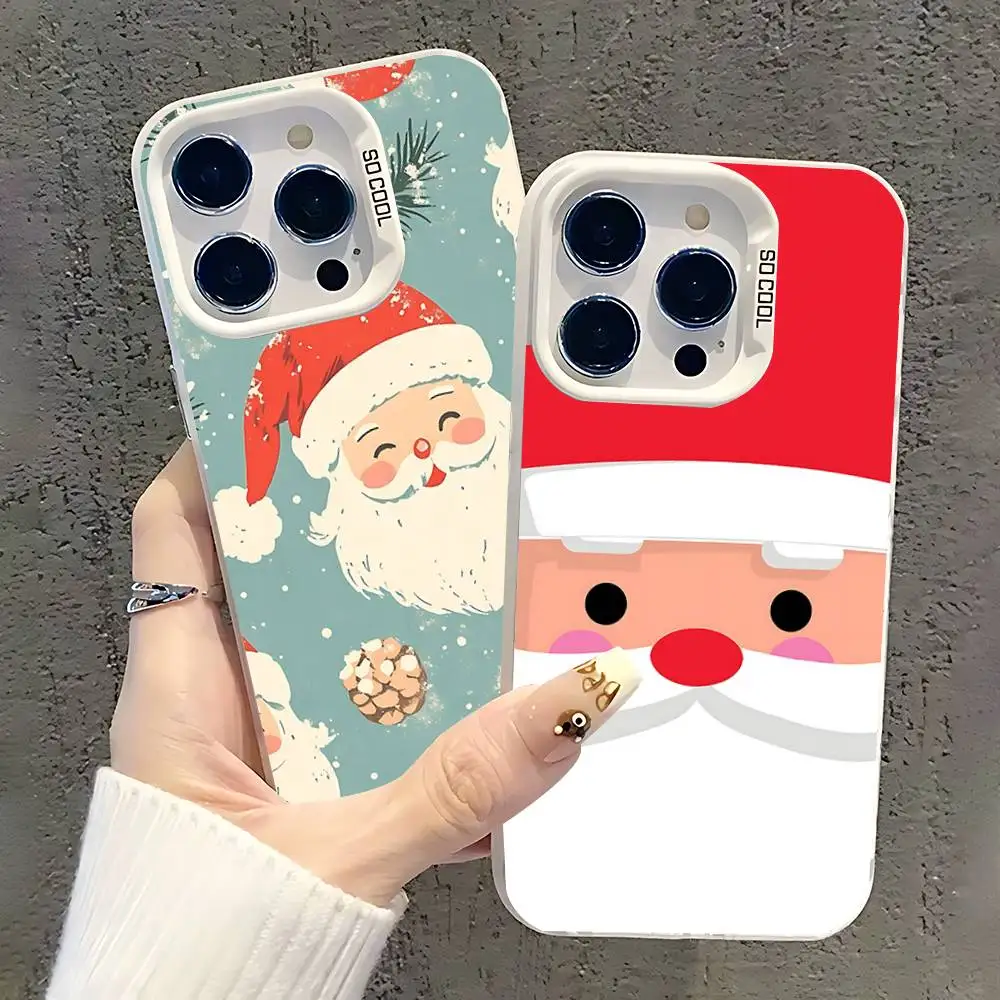 

Christmas Santa Claus Phone Case For iPhone 17,16,15,14,13,12,11,Pro,XS,Max,Plus,Mini,SE White Candy Matte Shockproof Cover