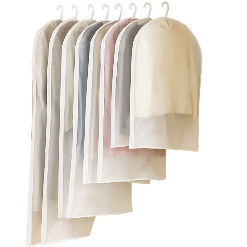 1Pc Translucent Garment Dust Cover Waterproof Moisture Proof Side Zipper Hanging Suit Coat Storage Dust Bag