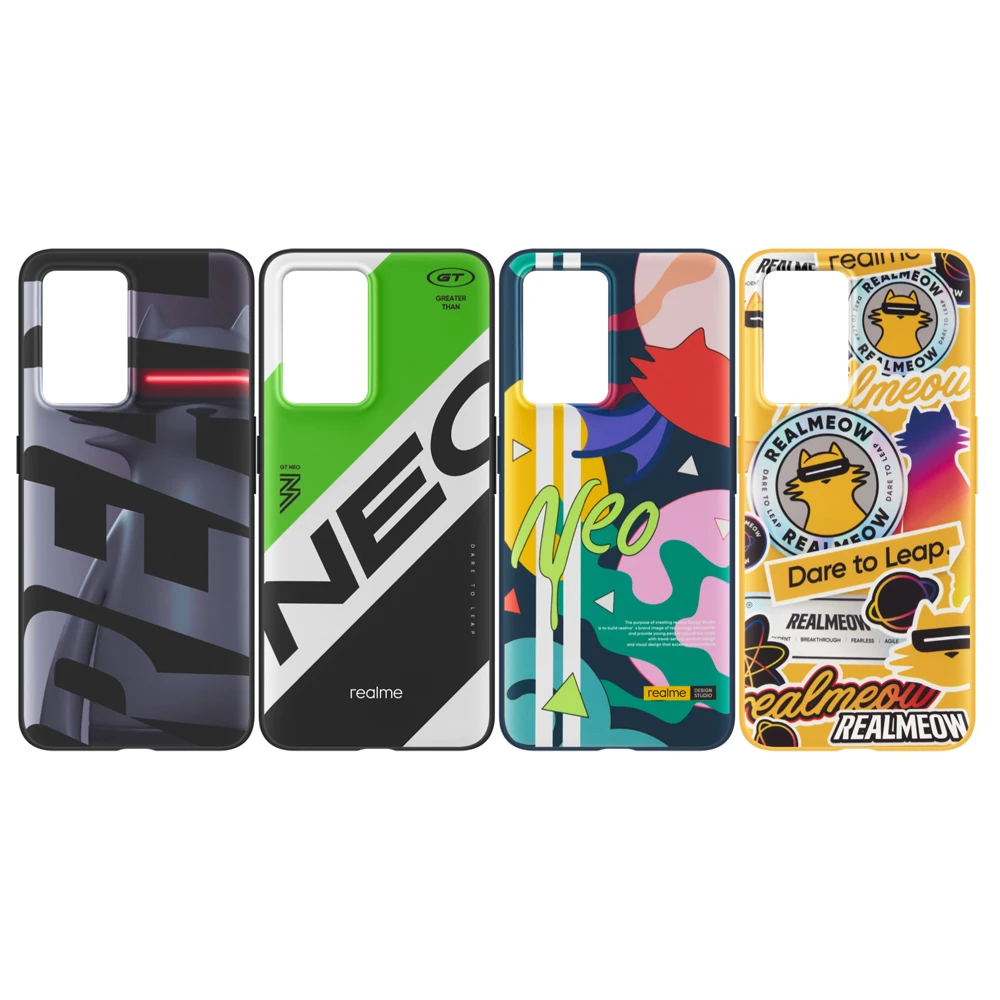 RMX3560 Official Original Realme GT Neo3 Case Bumper TPU Back Cover Realmeow Design Global Version