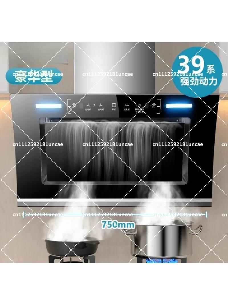 Wall-Mounted Kitchen Range Hood, High Suction Dual-Motor Side Exhaust, Compact Household Ventilation Fan