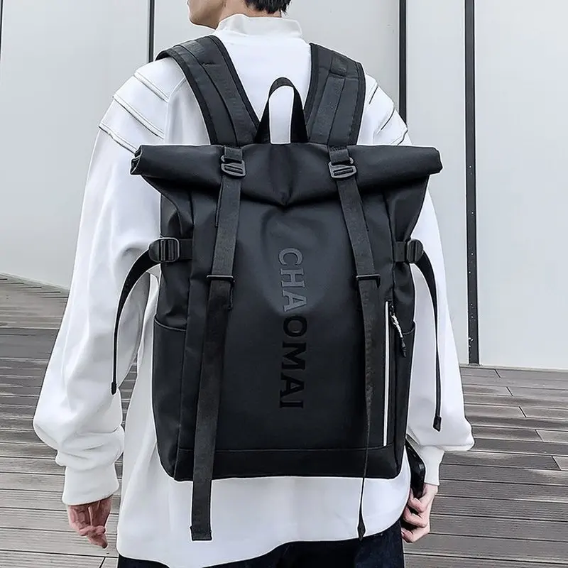 Waterproof Roll Top Backpack Large Capacity Outdoor Travel Daypack With Laptop Compartment Storage Space