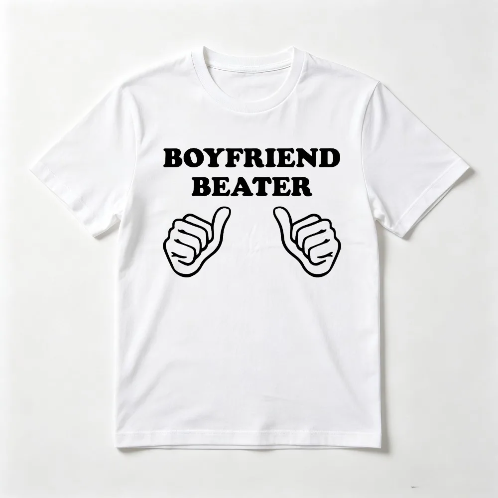 Boyfriend Beater Funny Girlfriend Retro T-Shirt Fashion Loose Harajuku Casual Short Sleeve Breathe Comfort Y2k Man Women Tees
