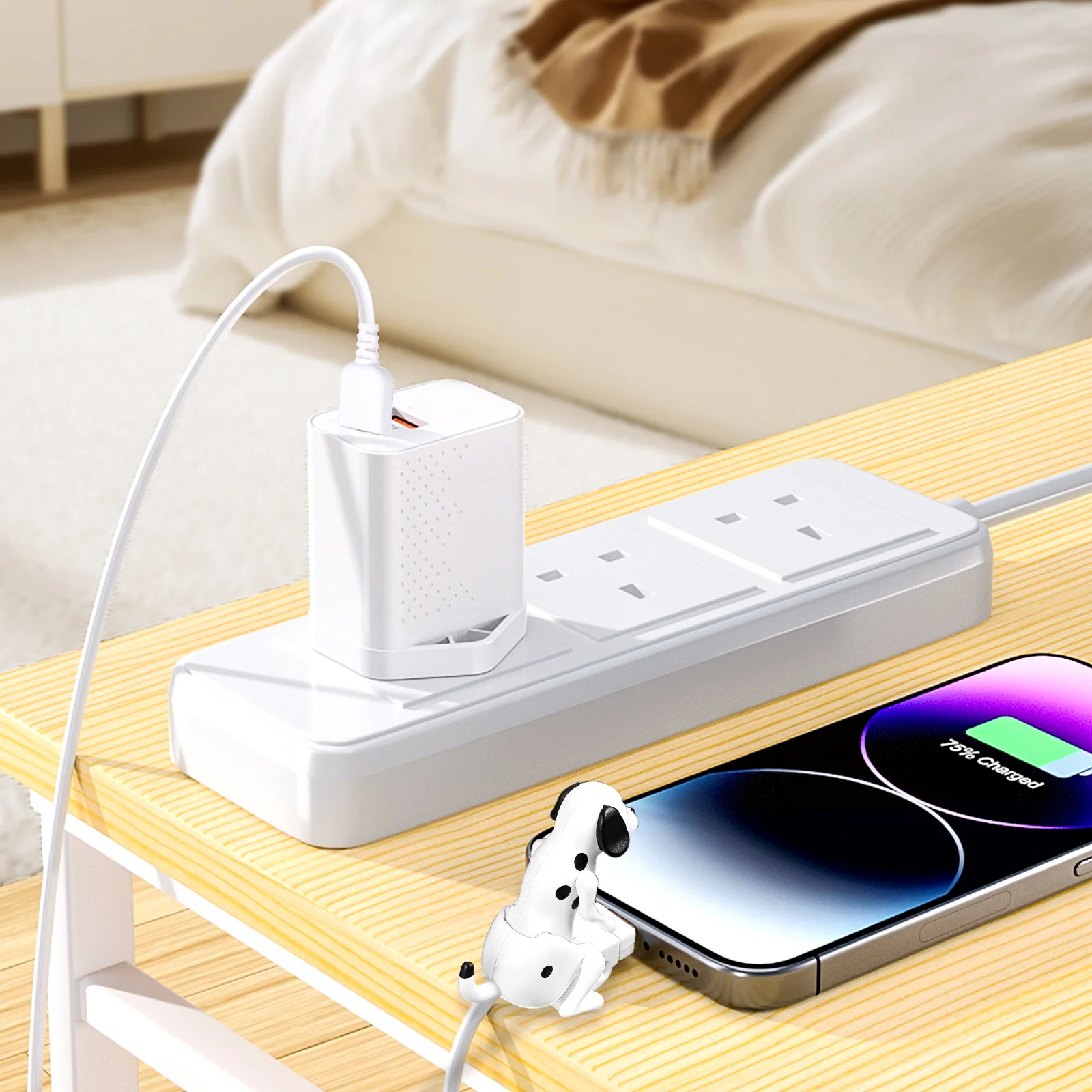 

Creative Puppy Charging Cable Type C USB Durable Fun Design While Charging For Bedroom Office Car White
