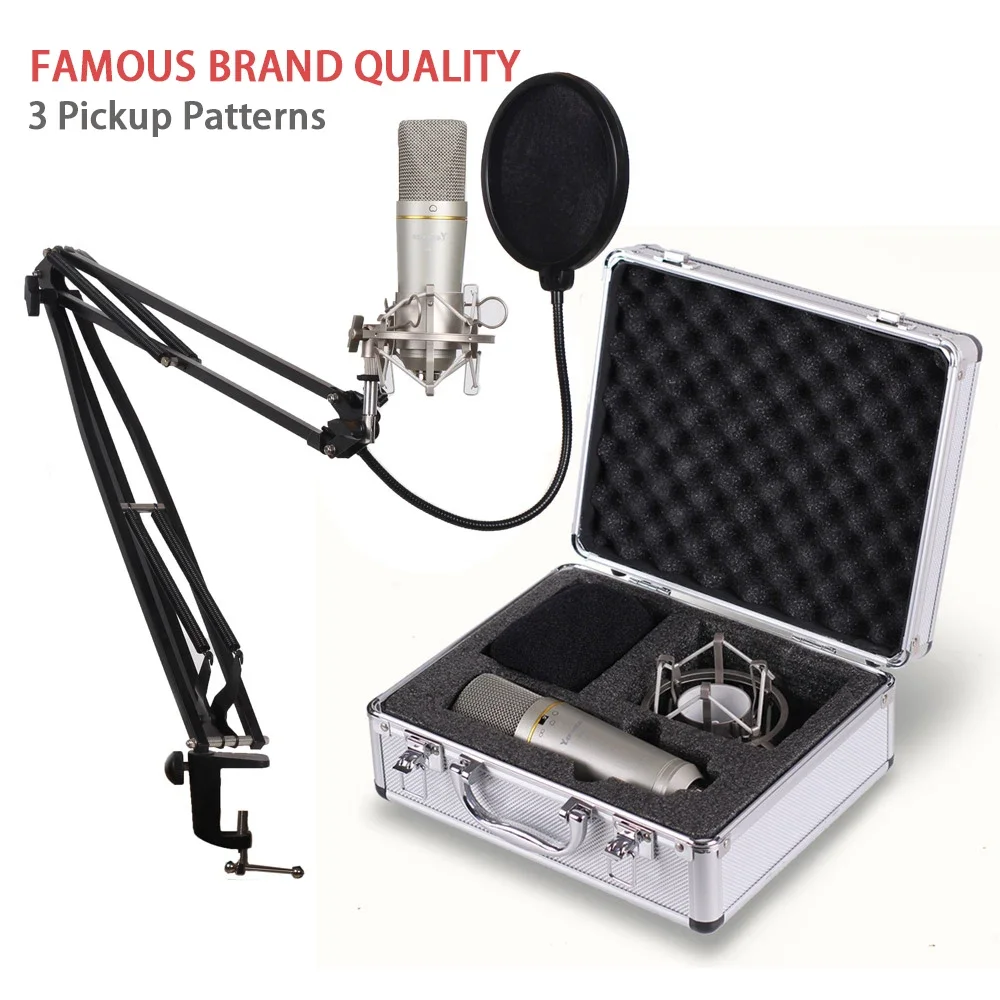 

Проводной профессиональный конденсаторный записывающий микрофон с подключением XLR