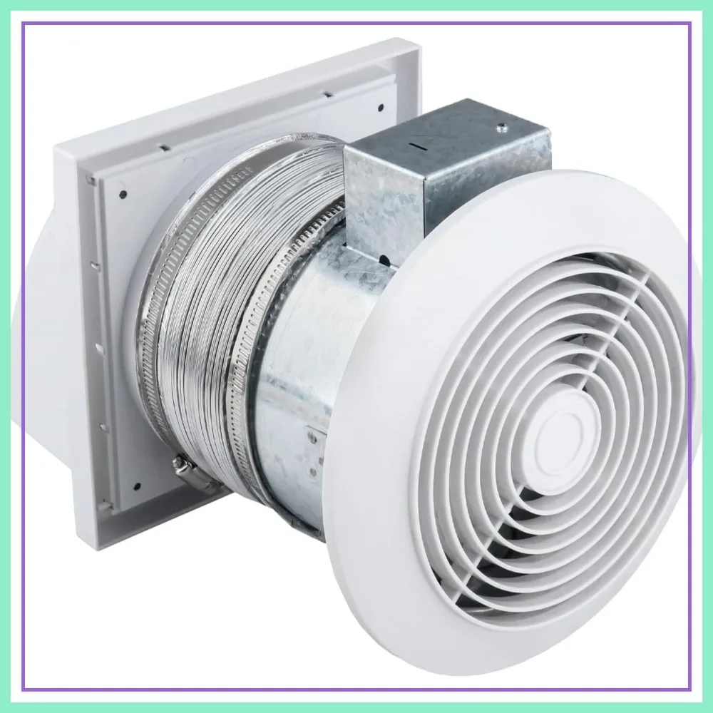 

6-inch Through Wall Exhaust Fan, 80 CFM 4.0 Sones, Bathroom & Kitchen Ventilation Fan, Retractable Duct, Quiet 512M, One-Year Warranty