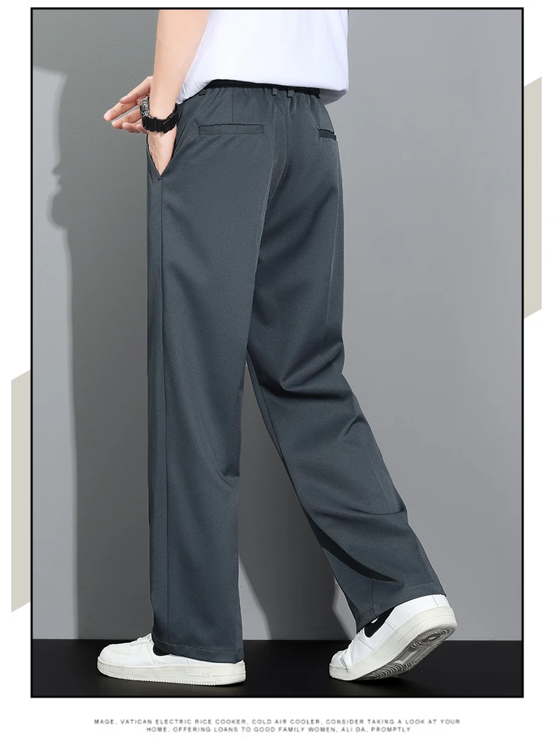 Herren 2026 Koreanischer Stil Lose Gerade Drapierte Leichte Freizeithose Khaki Grau Schwarz Herrenhose Herbst Winter – Detail 6