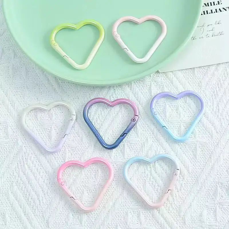 Gradient Heart Shape Spring Ring Clasps