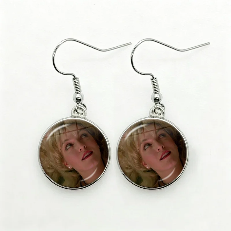 Glass Famous Actors Laura Palmer Women Dangle Earrings Fashion Drop Earrings Glass Cabochon Lady Earrings Jewelry