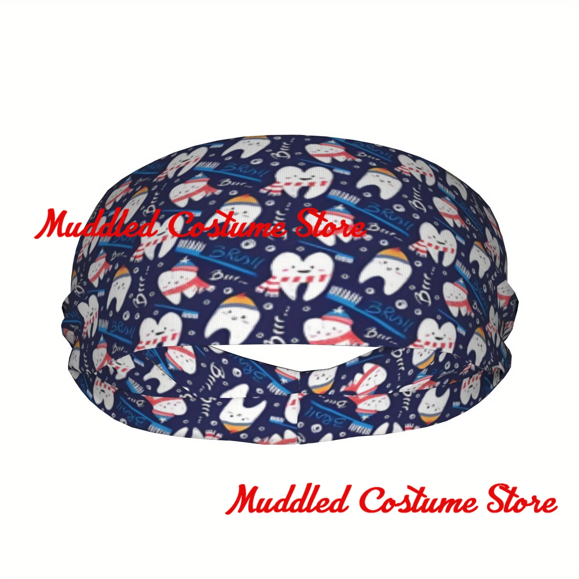 

Забавная повязка на голову счастливыми зубами, спортивная эластичная повязка на голову для йоги и фитнеса, эластичная повязка на голову