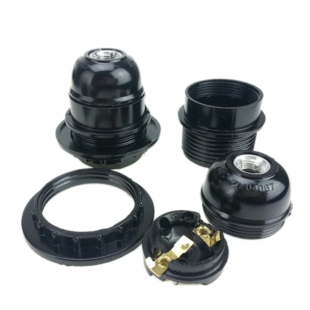 Black Screw E27 Light Bulb Lamp Holder Base Pendant Socket E27 Socket Adapter Cartridges Lampholders Fixture  250V 4A