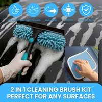 New 2-in-1 Window Cleaning Kit for Windows Car Glass - with 3 Microfiber Cloth & Squeegee Blade Window Squeegee Cleaner Tool