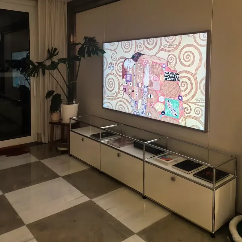 H W Stainless Steel Modular TV Cabinet Media Console Custom Color Living Room Furniture Fit 65 Inch Screen For Hotel