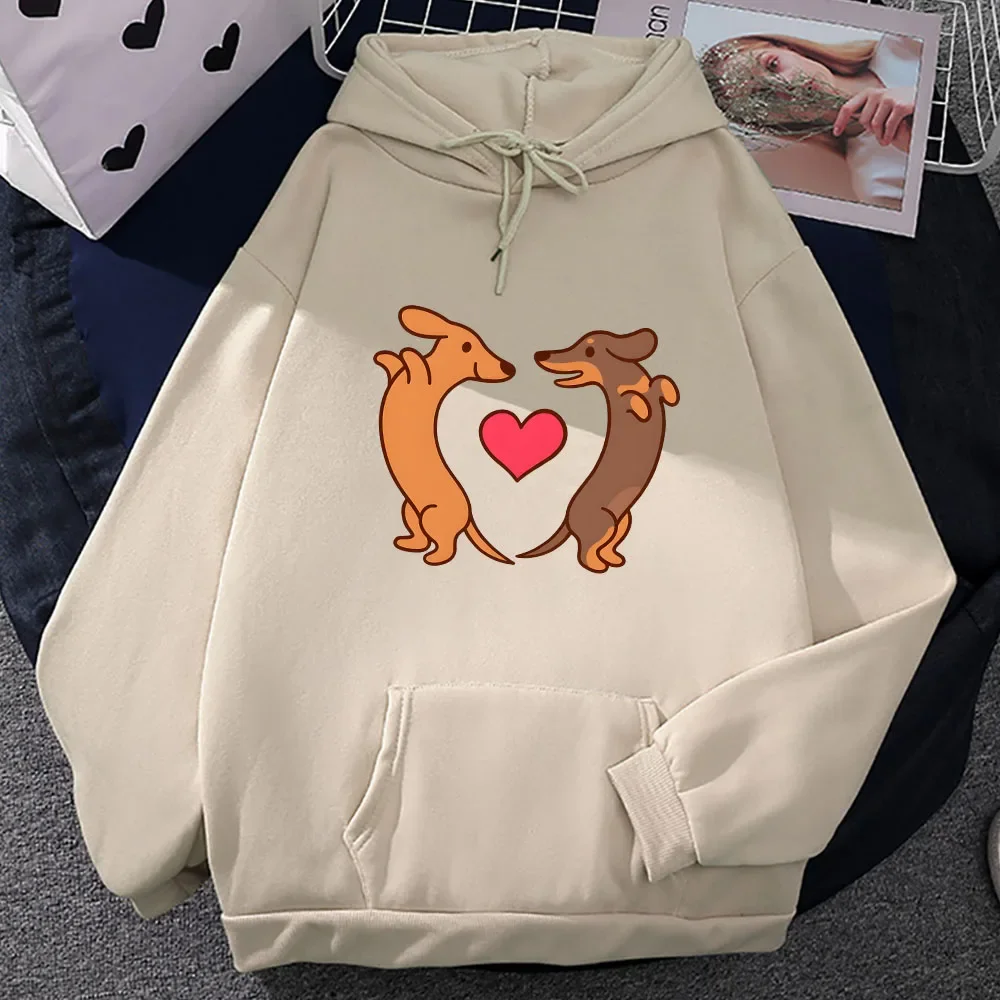 Dachshund Heart Funny Graphic Hoodies Cute Dog Printing Clothing Casual Hooded Pullovers Men/women Autumn Fleece Sweatshirts