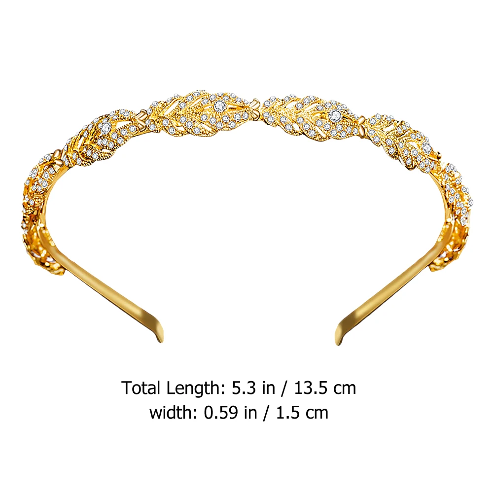 

Golden Crown Headb Rhinestone Wedding Headdress Bridal Hair Accessories Party Decoration Alloy Women Hair Hoops Retro Style