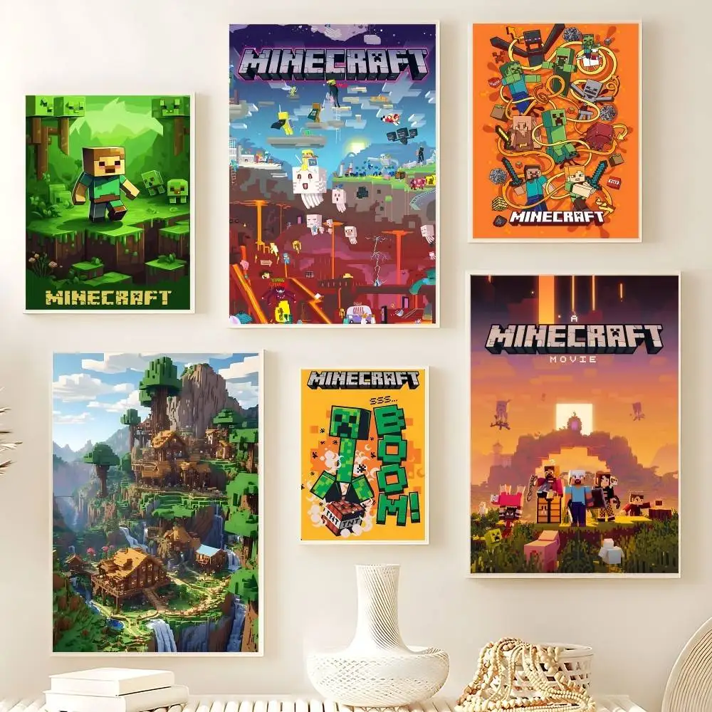 Póster vintage hippie clásico de Game Mine-CraftS, arte de pared de calidad HD, carteles retro para decoración de pared de la habitación del hogar, decoración de habitación Kawaii