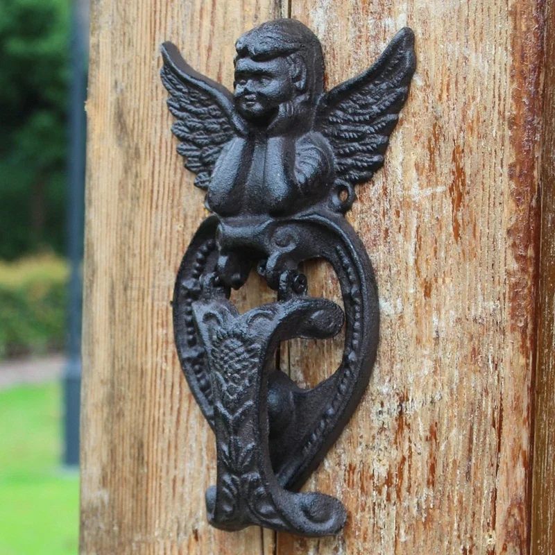 Antique Winged Angel Door Knocker Cast Iron Door Knocker Vintage Door Knocker Decorative Gate Ornament for Classic Homes