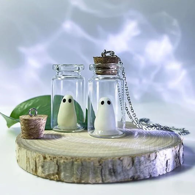 Creative Glowing Ghost Bottle Pendant Necklace Glow In The Dark Halloween Jewelry Gifts