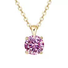 Classic Yellow Gold Cubic Zirconia Pendant 18K Silver Plated - Gold Pink