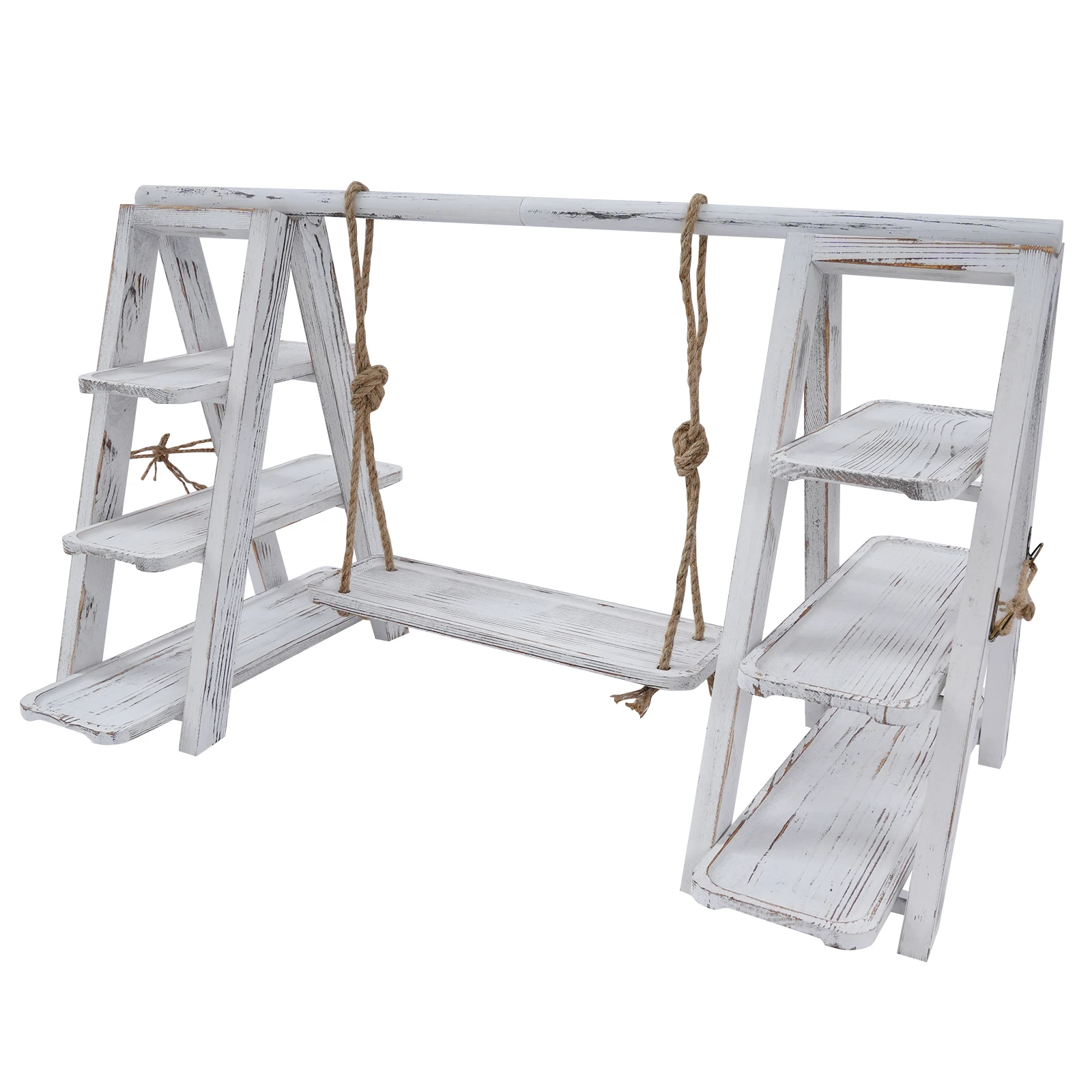 ขาตั้งคัพเค้ก 3 ชั้นพร้อมถาดแบบถอดได้ A-Shaped Iron Pine ชุดจอแสดงผล 2 กก./ชั้น Swing แผ่นเชือกกัญชารายละเอียด Countertop Mount