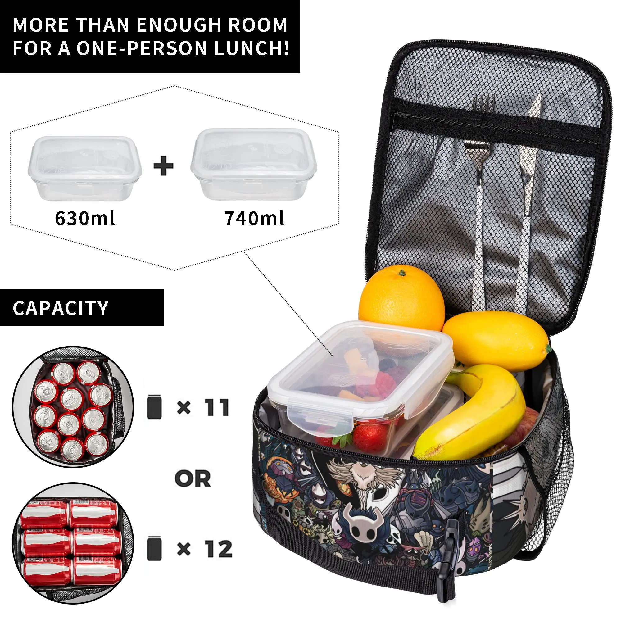 Hollow Knight video game Insulated Lunch Tote Bag for Picnic gamer cute Portable Cooler Thermal for Men Women Bento Bags