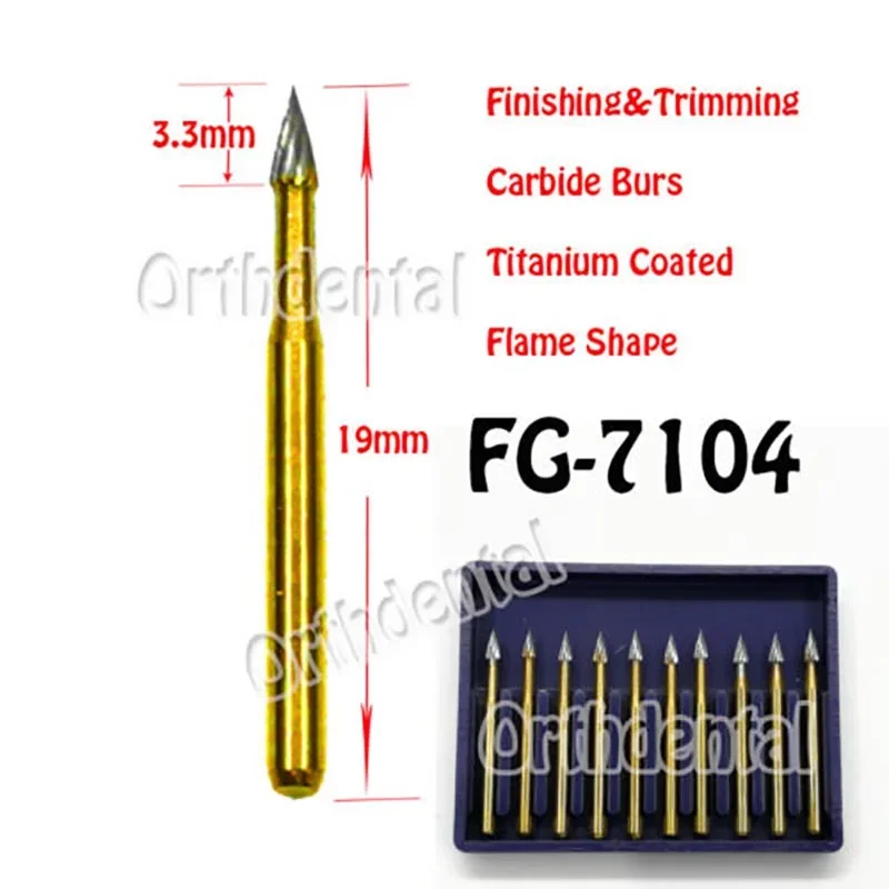 1 Box Dental Burs Trimming Finishing Drill Titanium Carbide Tungsten Plated High Speed FG 7901/7803/7104/7404 Dentistry Lab Tool