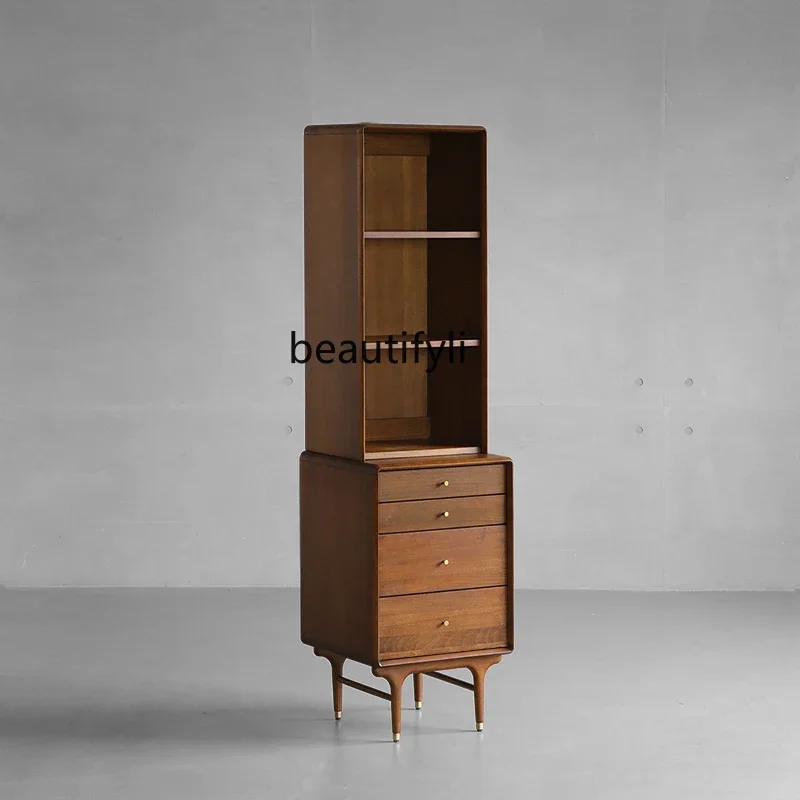 البساطة الحديثة الشمال الجدول الرجعية الأوسط القديم النمط الصناعي خشب متين تخزين خزانة الكتب ألوان الجوز الأثاث