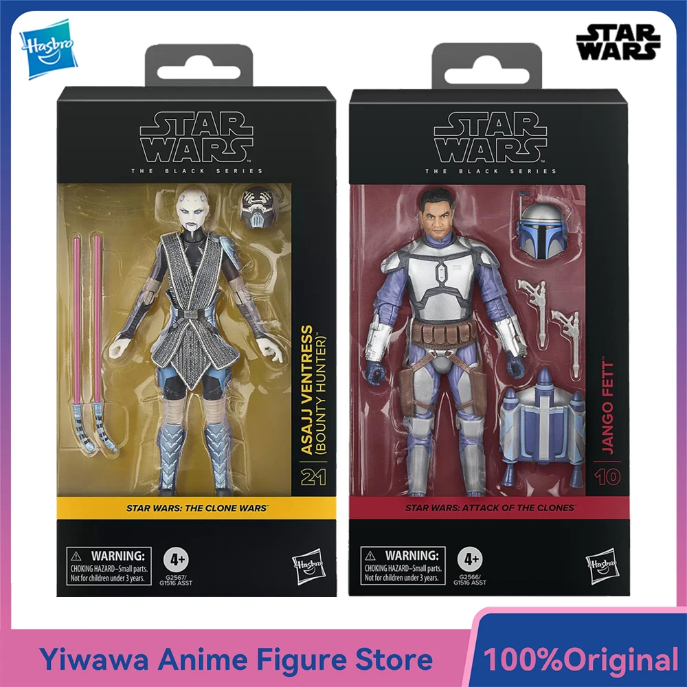 Оригинальный новый Hasbro Star Wars The Black Series Jango Fett & Asajj Ventress (Bounty Hunter) 15 см, экшн-фигурка аниме, модель игрушки